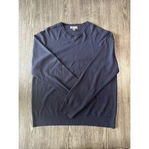 Banana Republic 2002 Navy V Neck Pullover Sweater Extra Fine Merino Wool Size XL
